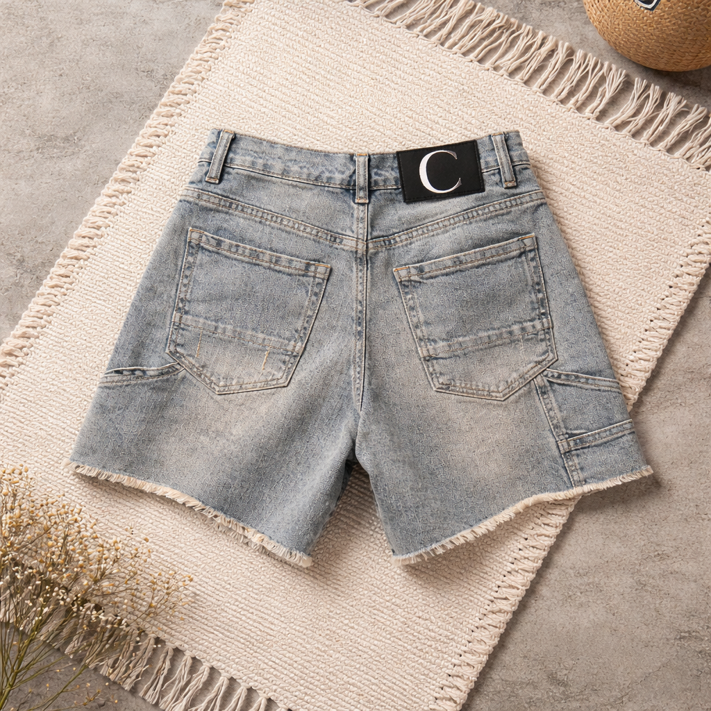 Short Denim Destroyed Light Wash – Streetwear Premium
