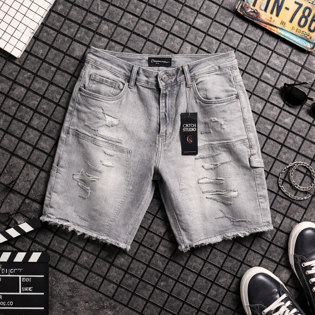 Short Denim Destroyed Negro – Streetwear Premium