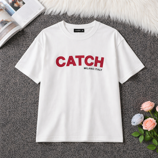 Camiseta Oversize “CATCH Milano Italy” Blanca – Unisex