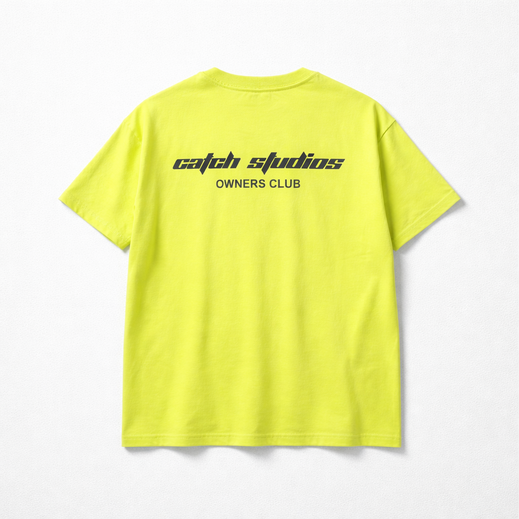 Camiseta Oversize “Catch Studios Owners Club” Neon Lime – Unisex