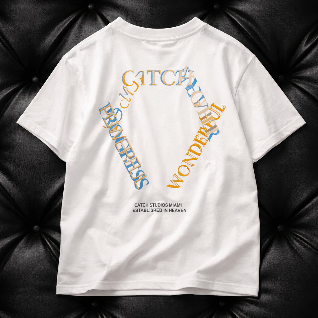 Camiseta Oversize “Catch Studios Miami” Blanca – Unisex