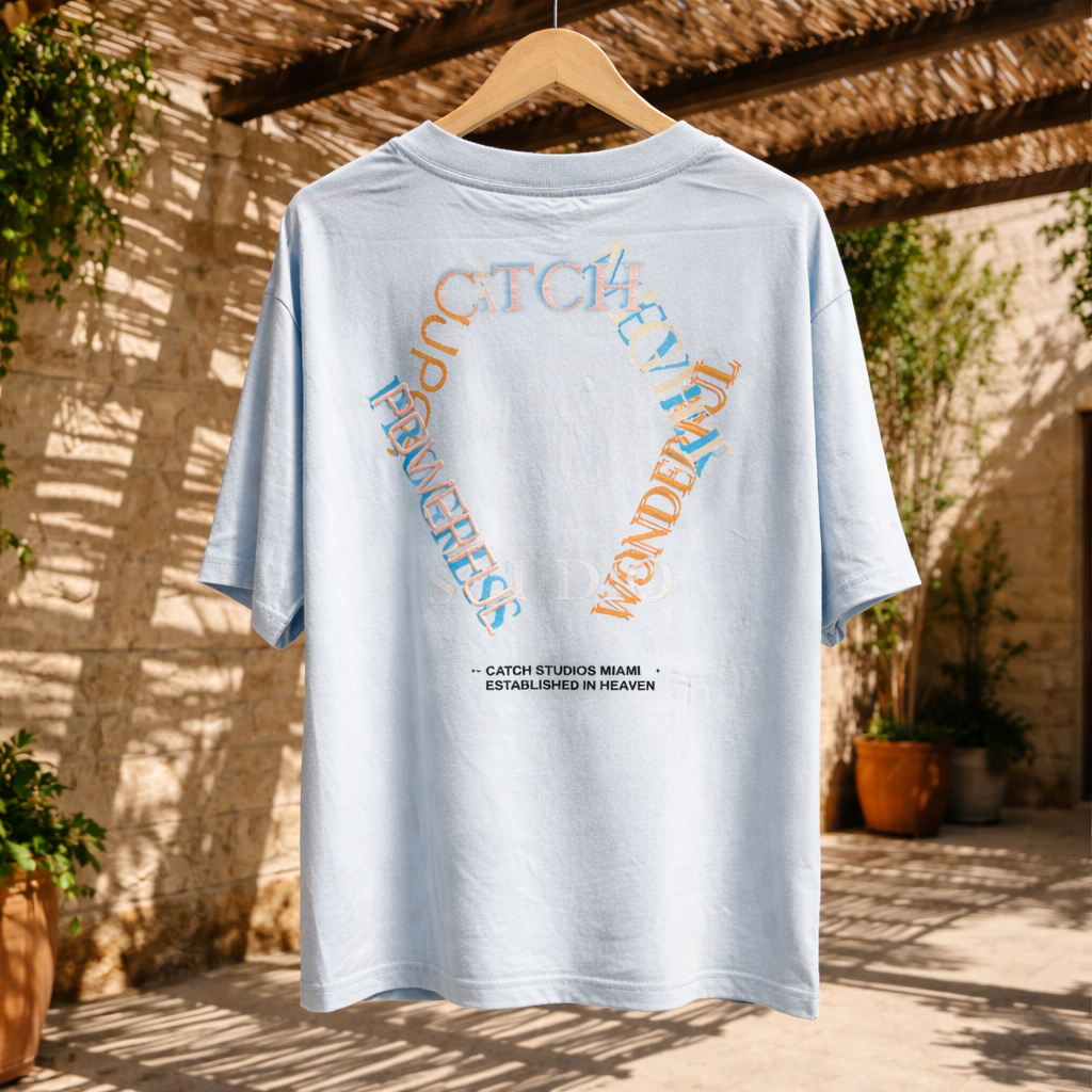 Camiseta Oversize “Catch Studios Miami” Blanca – Unisex